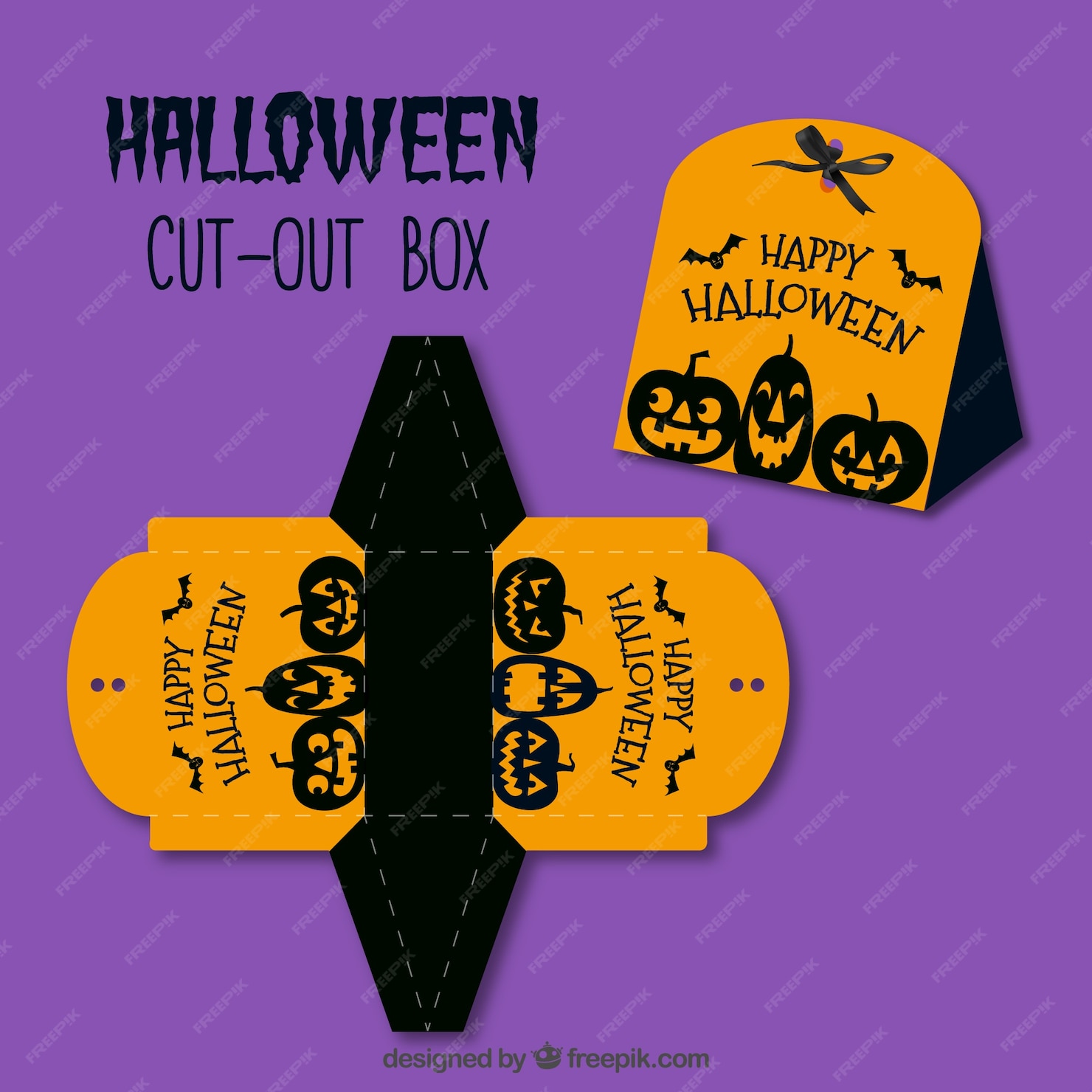 Premium Vector | Halloween decorative box