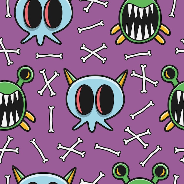 Premium Vector | Halloween doodle pattern design