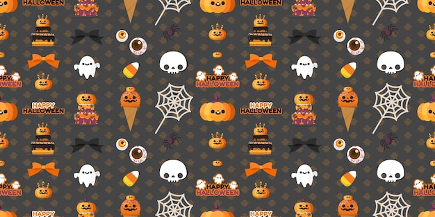 Halloween element seamless pattern. Premium Vector
