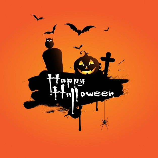 Free Vector | Halloween elements on an orange background