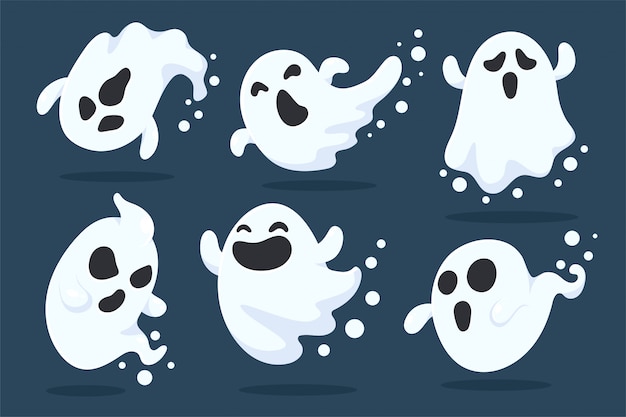 Premium Vector Halloween Ghost Cartoon The Scary And Evil Ghosts