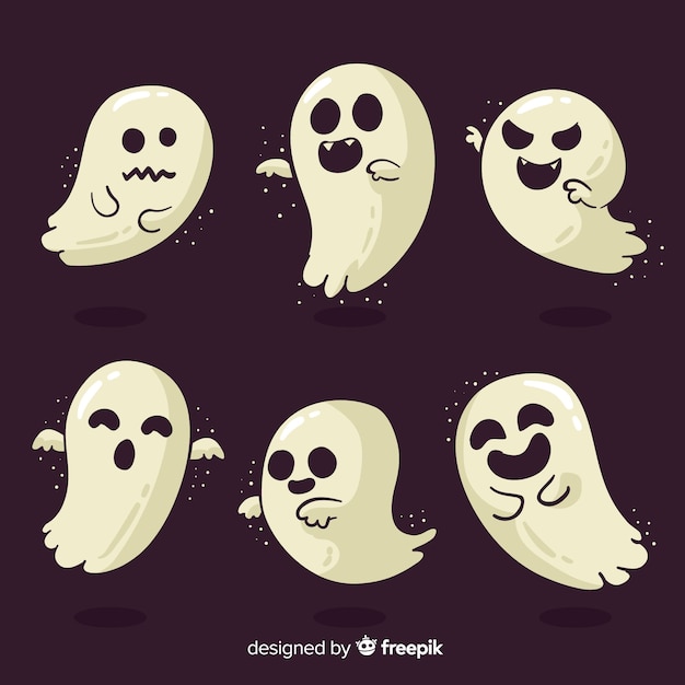 Free Vector | Halloween ghost character collection with flat design