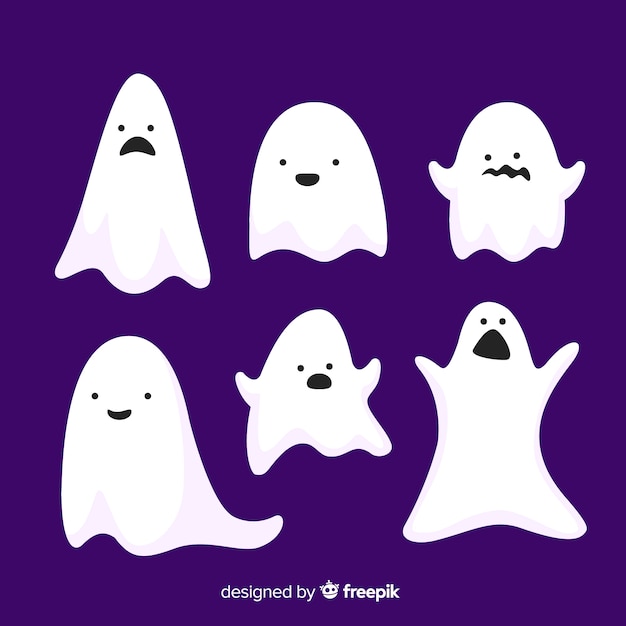 Free Vector | Halloween ghost character collection with flat design