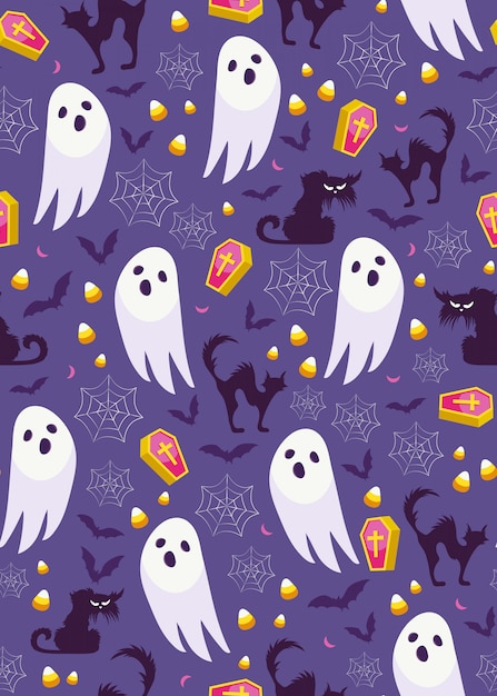 Download Premium Vector | Halloween ghost seamless pattern