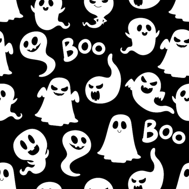 Download Halloween ghost seamless pattern. | Premium Vector