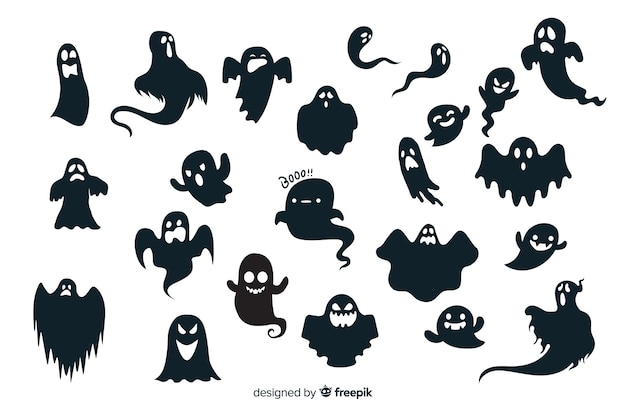 Download Free Vector | Halloween ghost silhouette collection