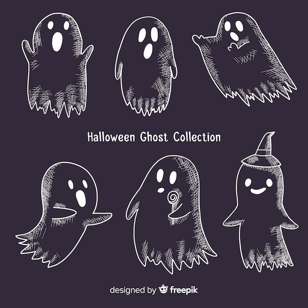 Free Vector Halloween ghosts collection in different poses