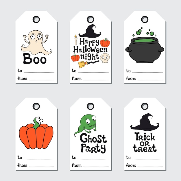 Premium Vector | Halloween gift tags.