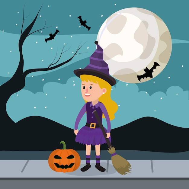 Premium Vector | Halloween and girl