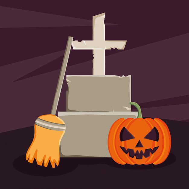 Download Halloween grave illustration Vector | Premium Download