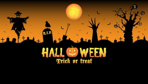 Premium Vector | Halloween graveyard background vector