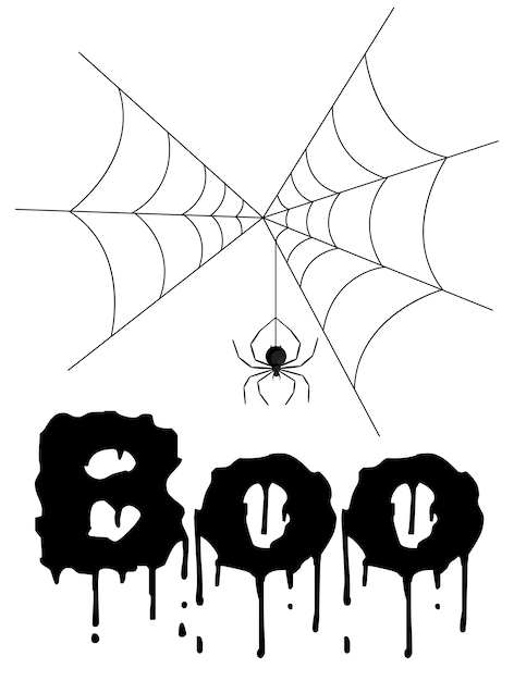 クモとハロウィーンのグリーティングカード 漫画のスタイル ベクトルイラスト プレミアムベクター