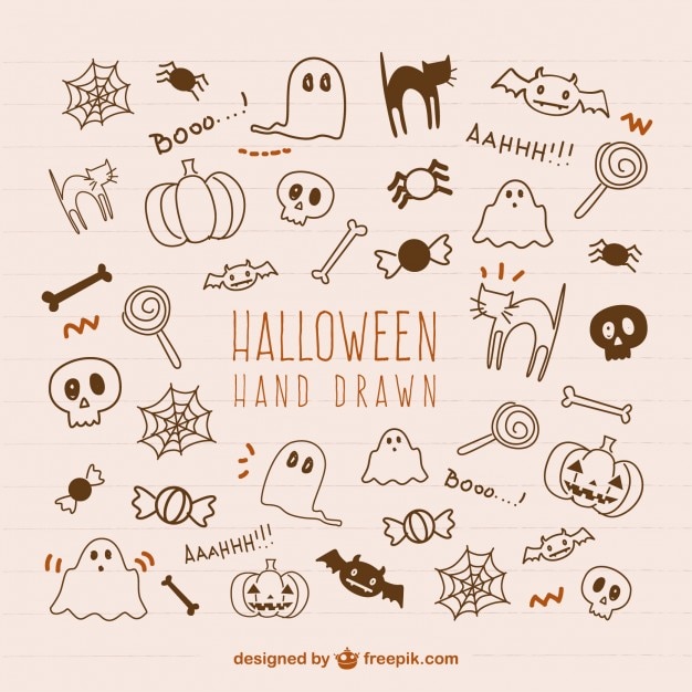 Premium Vector Halloween Hand Drawn Elements