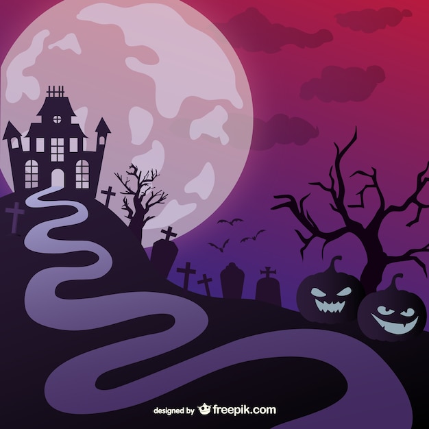 Halloween haunted castle illustration