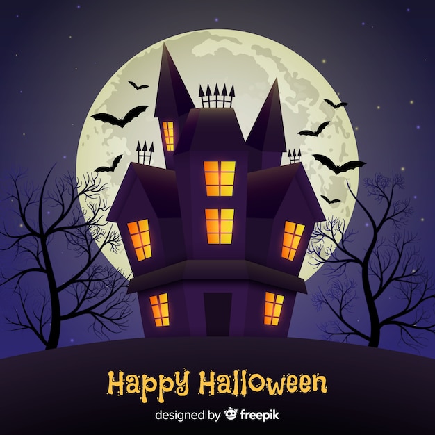 Download Halloween haunted house background with gradient lights ...