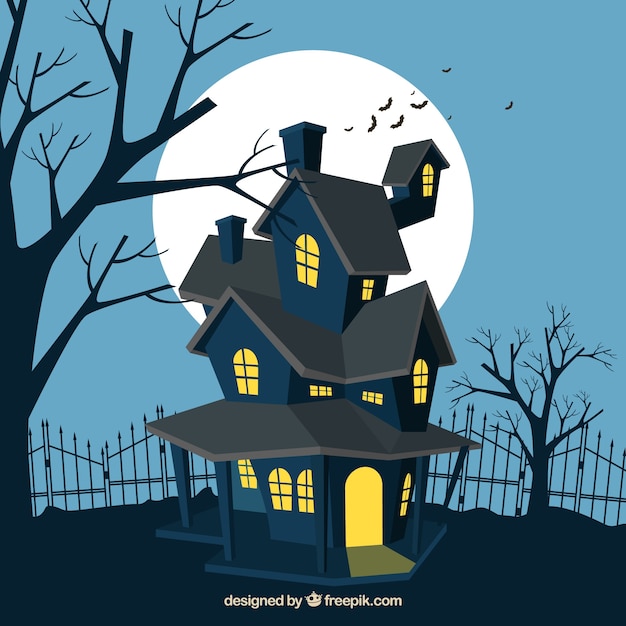 Download Halloween haunted house background | Free Vector
