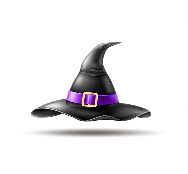ハロウィーンの休日の要素の現実的な魔女の尖った帽子のイラスト プレミアムベクター