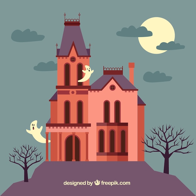 Halloween house with flat design Vector | Free Download