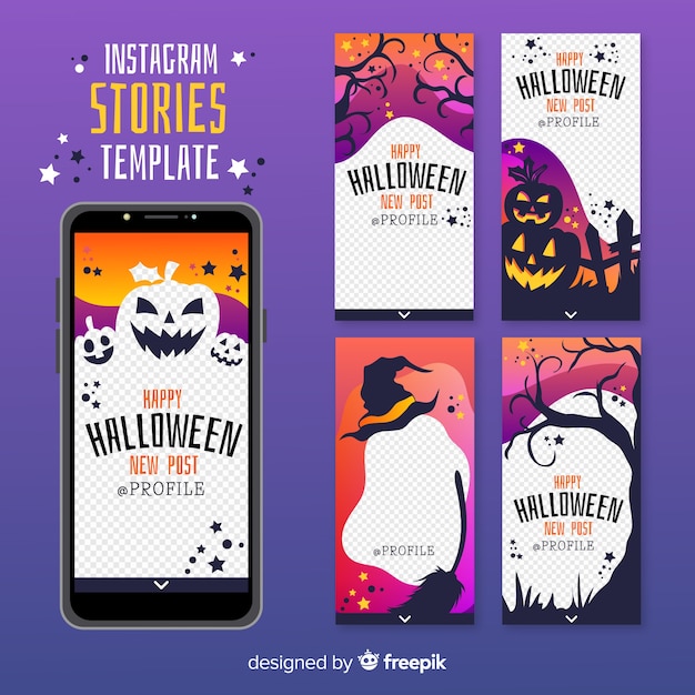 Free Vector Halloween instagram stories collection