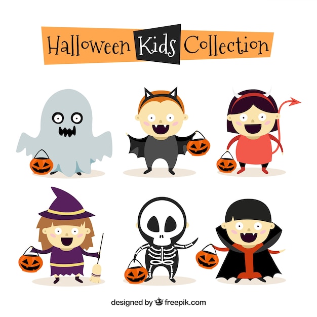 Halloween kids collection | Free Vector