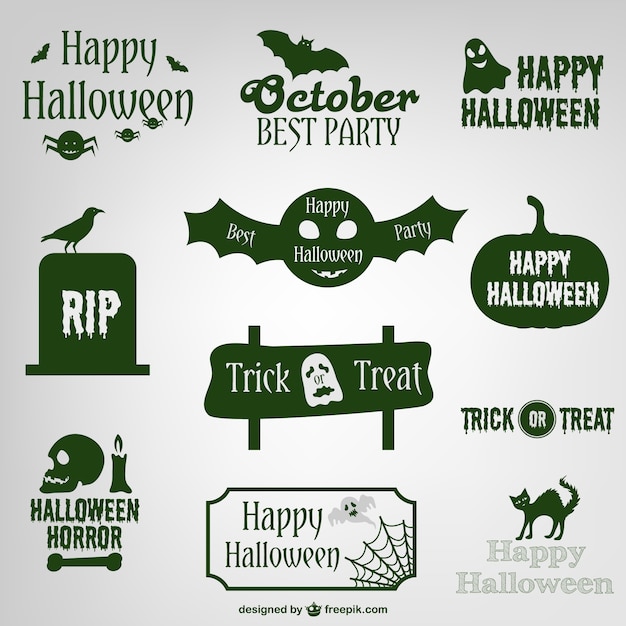 Free Vector Halloween Labels And Logos Collection Design