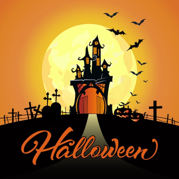 Download Free Download This Free Vector Halloween Lettering With Full Moon Castle Cemetery Pumpkins Use our free logo maker to create a logo and build your brand. Put your logo on business cards, promotional products, or your website for brand visibility.