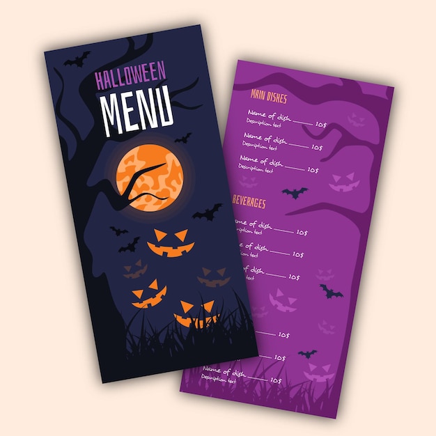free-vector-halloween-menu-template-concept