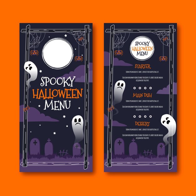 Free Vector | Halloween menu template flat design