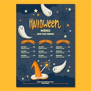 Free Vector Halloween Menu Template With Spooky Illustrations