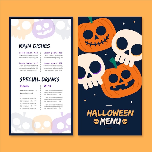 Free Vector Halloween menu template