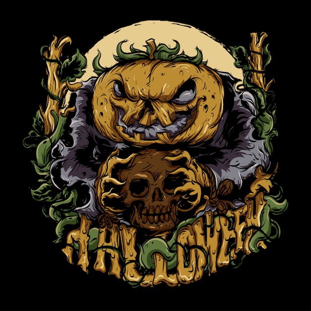 Premium Vector | Halloween monster with a pumpkin