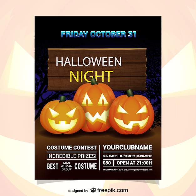 Premium Vector Halloween Night Costume Contest Flyer