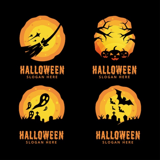Download Halloween night logo bundle Vector | Premium Download