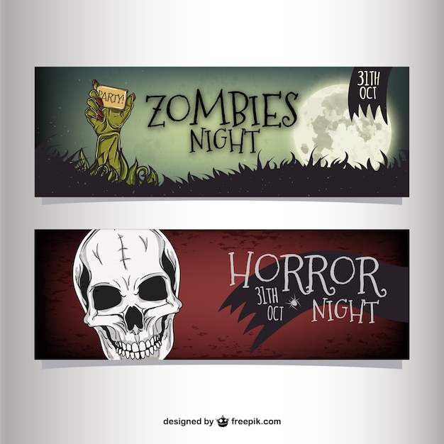 Halloween night party banners