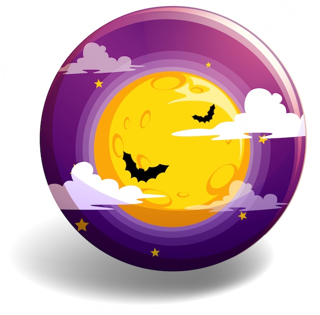 Download Halloween night on round badge | Free Vector