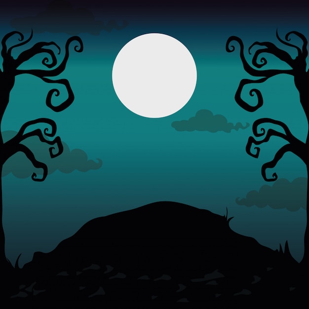 Premium Vector Halloween Night Scenery