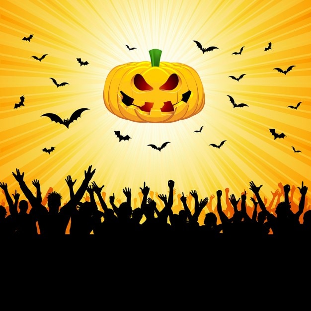 Halloween party background with pumpkin and bats  Vector | Free Download