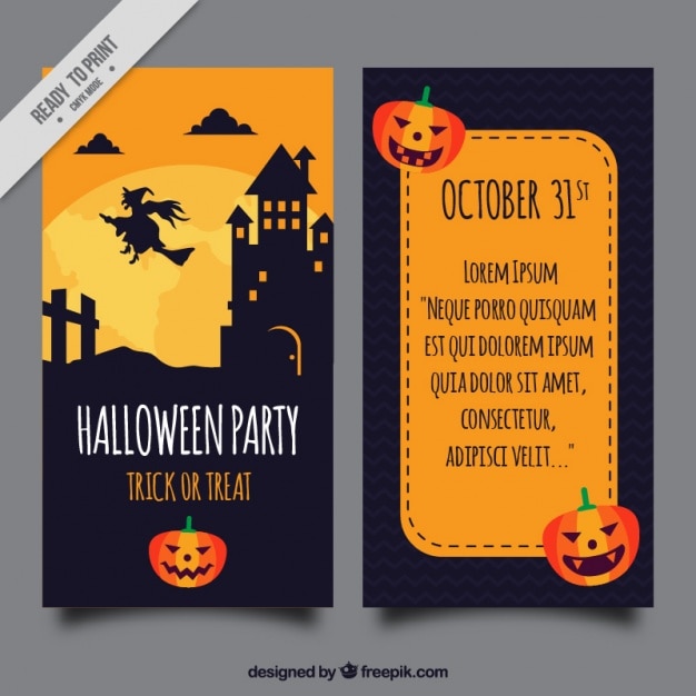 Free Vector | Halloween party brochure template with pumpkins