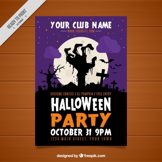 Halloween party brochure with zombie hand Vector | Free Download