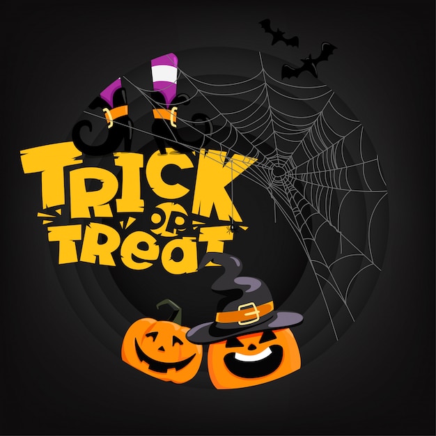 Premium Vector | Halloween party card with lettering iscription. trick ...