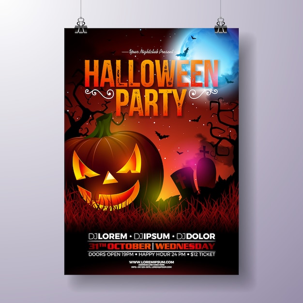 Download Halloween party flyer vector illustration Vector | Premium ...