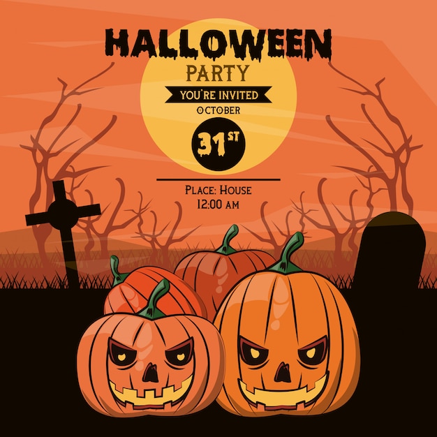 Download Halloween party invitation card | Premium Vector