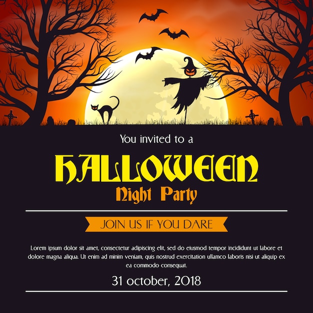 Download Halloween party invitation poster template. | Premium Vector