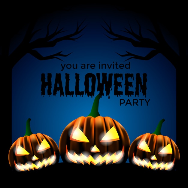 Premium Vector Halloween Party Invitation Template