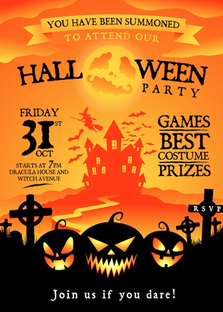 Premium Vector | Halloween party invitation