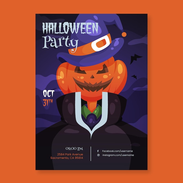 Halloween party poster template | Free Vector