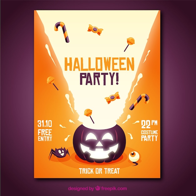 Free Vector | Halloween party poster with candies