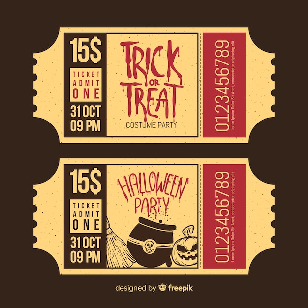 Download Halloween party ticket collection with vintage design ...