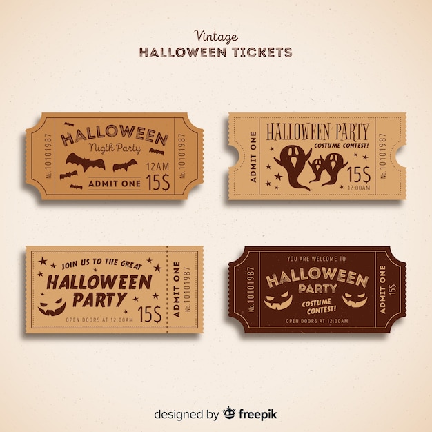 Download Halloween party ticket collection with vintage design ...