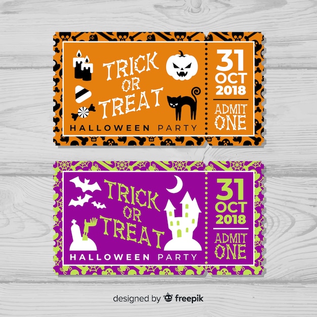 Download Free Vector | Halloween party tickets collection